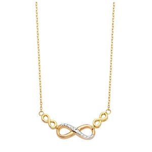 14KT GOLD TRIPLE ADJACENT INFINITY PENDANTS LIGHT NECKALCE
